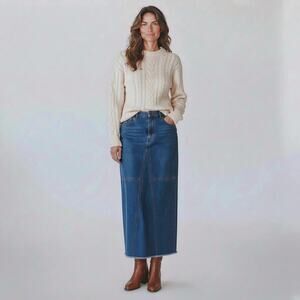 Vintage Ralph Lauren Jeans Co. Denim Midi Skirt Heritage Americana Size 14